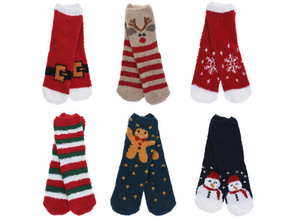 Sokk Jul strikket 30x9cm one size 6ass Polyester 24 stk pakket i polybag 