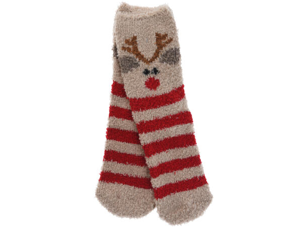 Sokk Jul strikket 30x9cm one size 6ass Polyester 24 stk pakket i polybag 