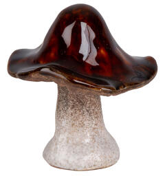 Sopp antikkhvit/brun keramikk h:9cm