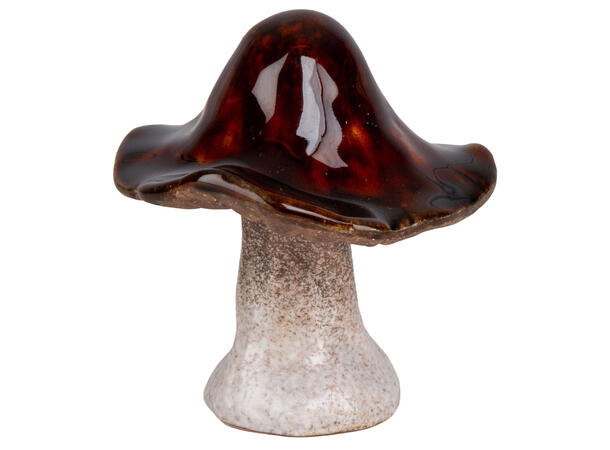 Sopp antikkhvit/brun keramikk h: 9cm 