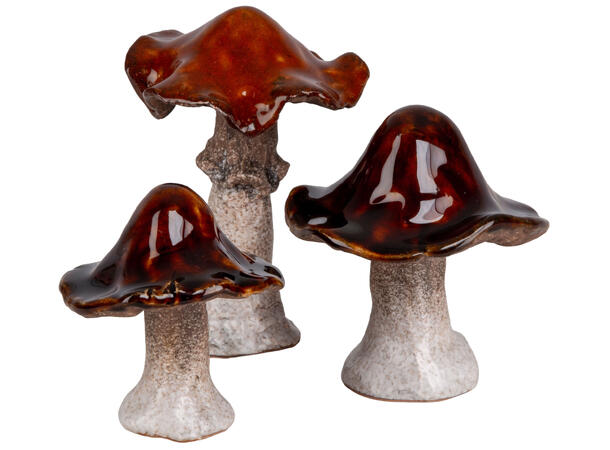 Sopp antikkhvit/brun keramikk h: 9cm 