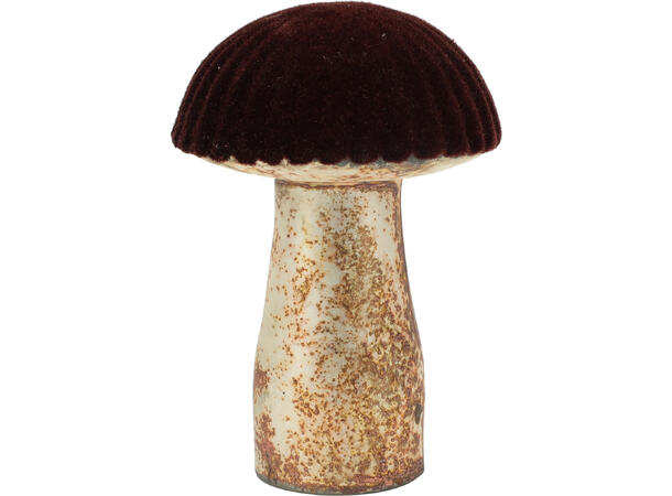 Sopp glass brunt velurstoff 6,5x9,5cm Forpakning 12stk 