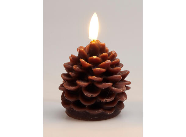 Stearinlys LED kongle brun 6,5x7cm Batt. inkl:1xCR2032 Timer:6/18t Forpk:16 