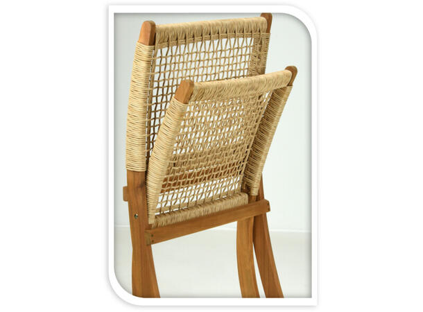 Stol oilet med flettet sete 78x63x73cm Akasietre Sammenleggbar 2 stk pr eske 