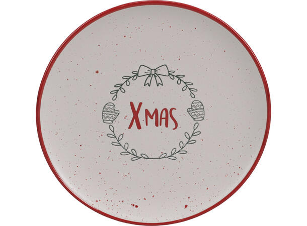 Tallerken Julekos keramikk 26,5cm 4ass Vekt: 840gram XMAS, Juletre, HOHO, vott 