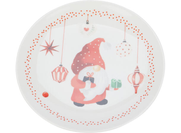 Tallerken nisse porselen d:19cm 3ass Vekt:355gram 