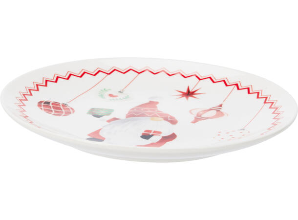 Tallerken nisse porselen d:19cm 3ass Vekt:355gram 
