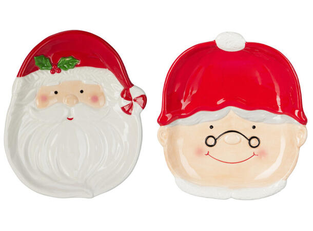 Tallerken nissefar/mor rød 21cm 2ass Forpk:6st Vekt:360gram Dolomite keramikk 