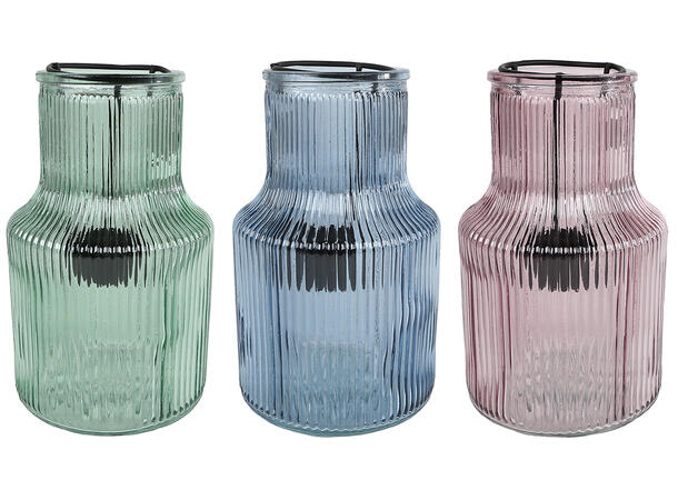 Telysholder blå/grønn/rosa 9x14cm 3ass Forpk 18stk 