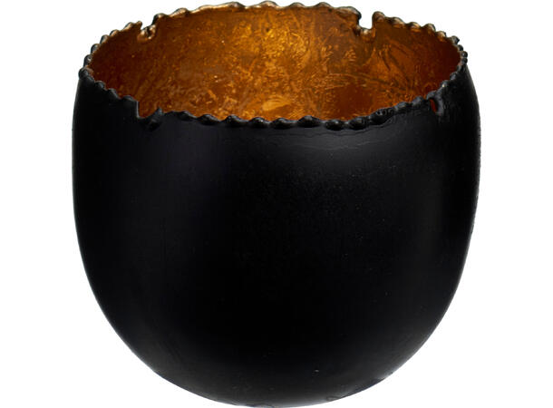 Telysholder metall sort/gull 8x8cm Forpk 6stk 