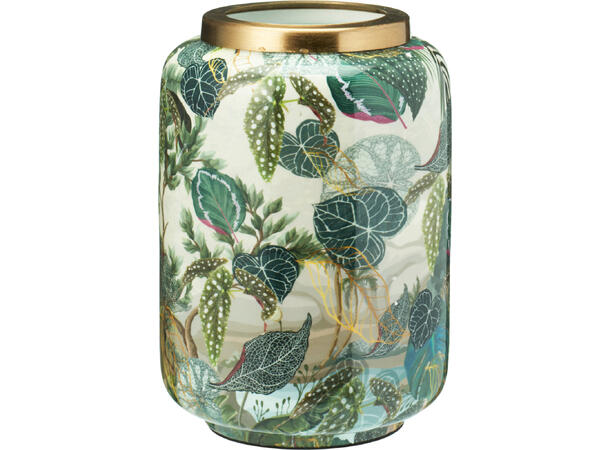 Vase blomstret grønn metall 15x20,5cm Vekt:450gram 