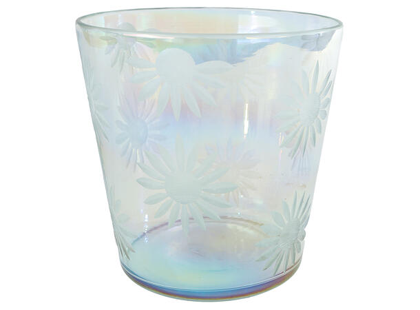 Vase blomstret perlemor glass 18x18x18cm 
