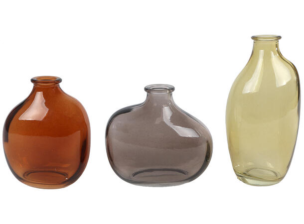 Vase brun/grønn/grå glass 33x16x6cm s/3 