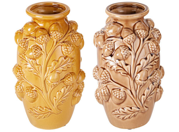 Vase eikenøtt keramikk 29cm 2ass 