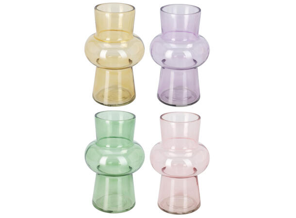 Vase glass m/boble 12x18cm 4ass Forpk:12stk Rosa,gul,lilla,grønn 560gram 