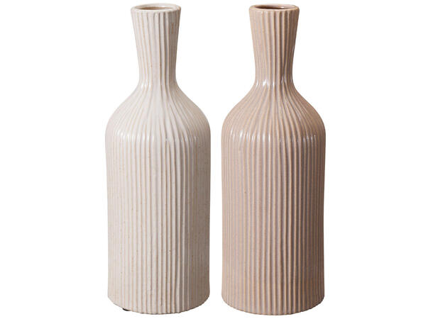 Vase stripet porselen 12x35cm 2ass 