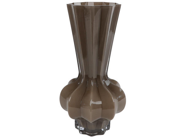 Vase taupe glass gjennomfarget 17x32cm 