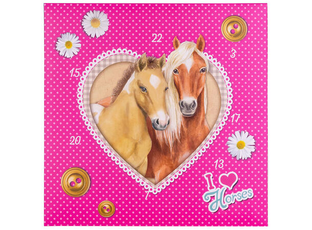 Adventskalender I Love Horses 24 luker Forpk 6stk 20x20x20cm 