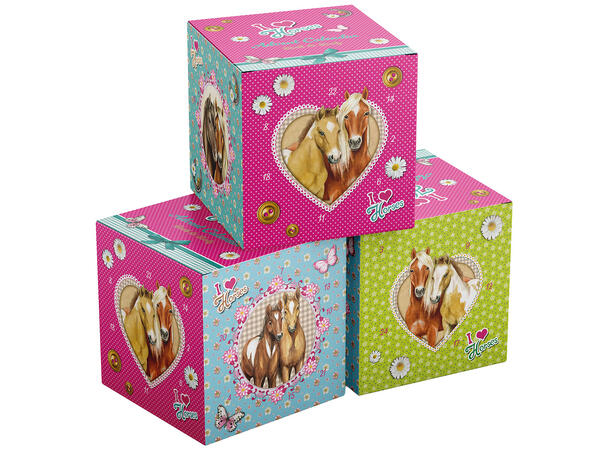 Adventskalender I Love Horses 24 luker Forpk 6stk 20x20x20cm 