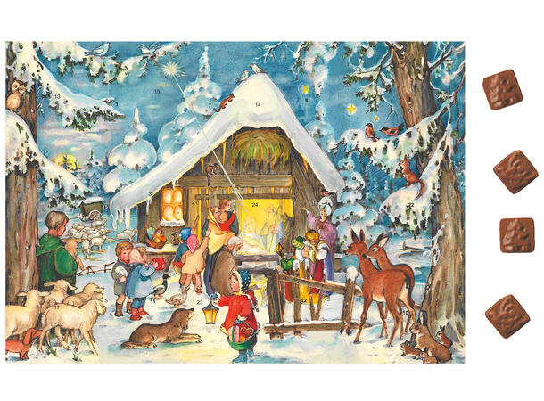 Adventskalender Sjokolade Krybbe i stall 