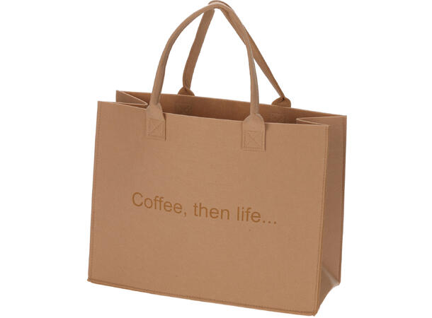 Bag filt 44x34cm med tekster 3ass Forpk 12stk Grå beige brun 