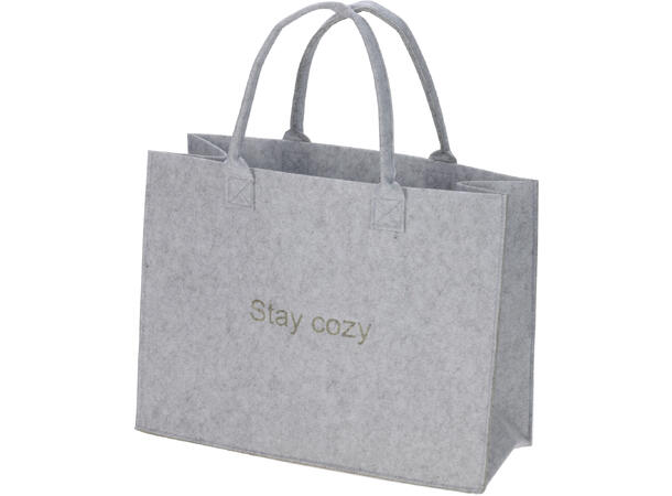 Bag filt 44x34cm med tekster 3ass Grå, beige, brun 