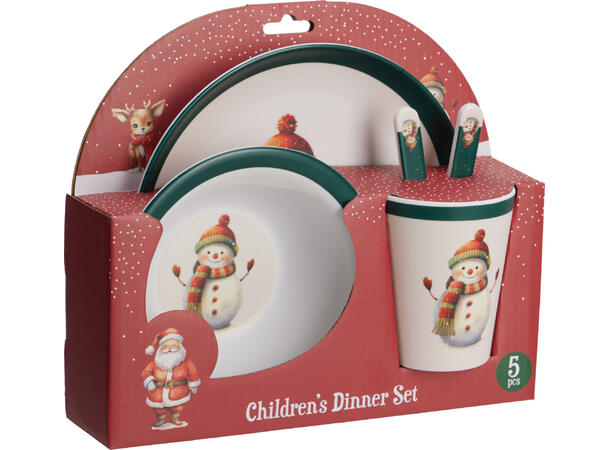 Barneservise Julemotiver 5 deler 3ass Krus: 250ml,9cm Fat:21cm Skål:400ml,16cm 