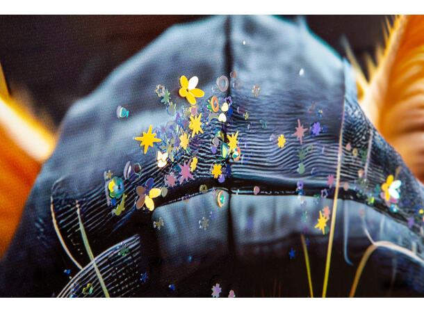 Bilde lerretstrykk tøff katt 42x82cm Shiny foliert fototrykk med gullramme 