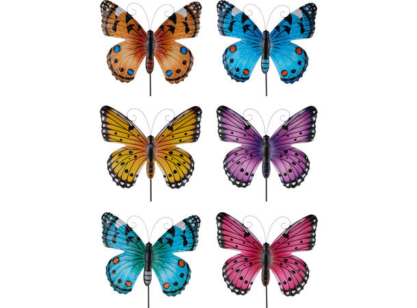 Blomsterpinne sommerfugl 25x80cm 6ass Display med 24stk 