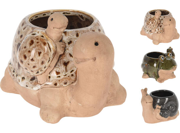 Blomsterpotte hagedyr 15x11,5x11cm 3ass 