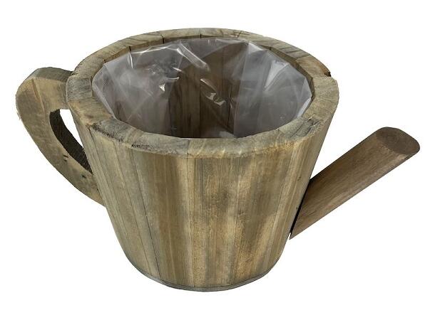 Blomsterpotte kanne natur tre 16,5x12cm Med plast 