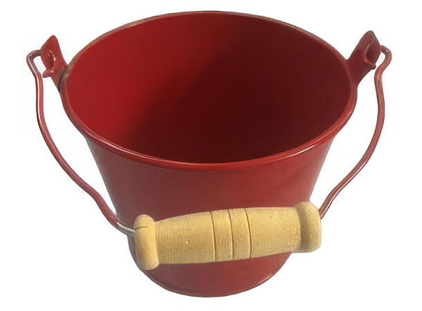 Blomsterpotte metall rød 10x8,5/16,5cm Med trehåndtak 