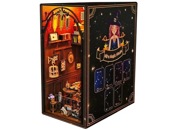 Book Nook Mira´s Magiske 18,3x11,6x22cm MDF, papir, stoff. LED lys, uten batteri 