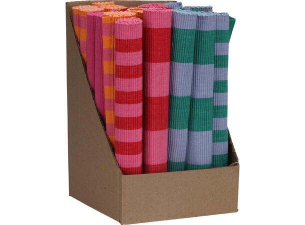 Bordbrikke bomull vevd 45x30cm 9ass Display med 36 stk 