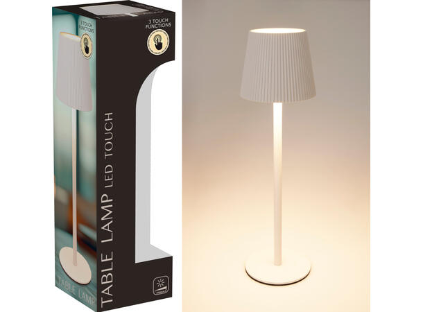 Bordlampe LED varmhvit metall 10,5x36cm Varmhvitt lys, dimbart, opplades via USB 