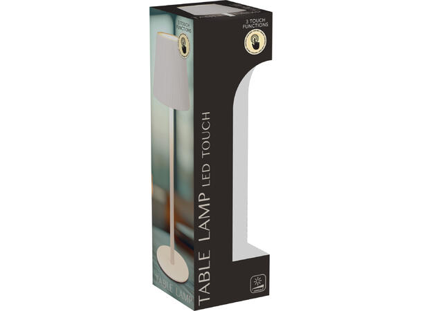 Bordlampe LED varmhvit metall 10,5x36cm Varmhvitt lys, dimbart, opplades via USB 