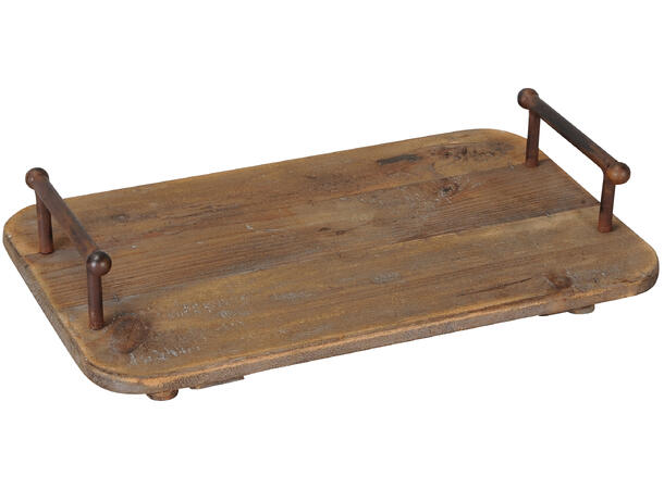 Brett brunt m/håndtak tre 45x28x11cm 