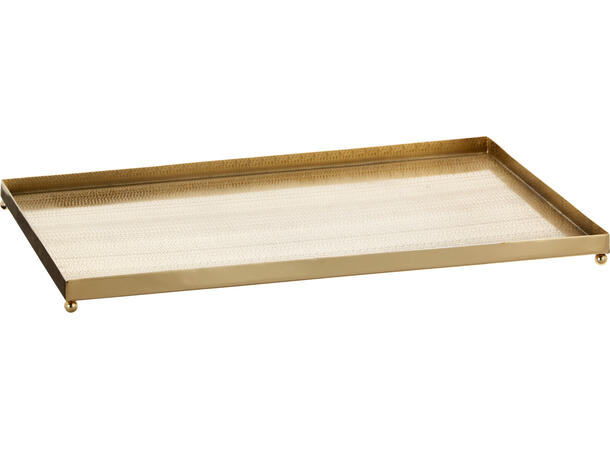 Brett metall avlangt gull m/fot 39x26cm 