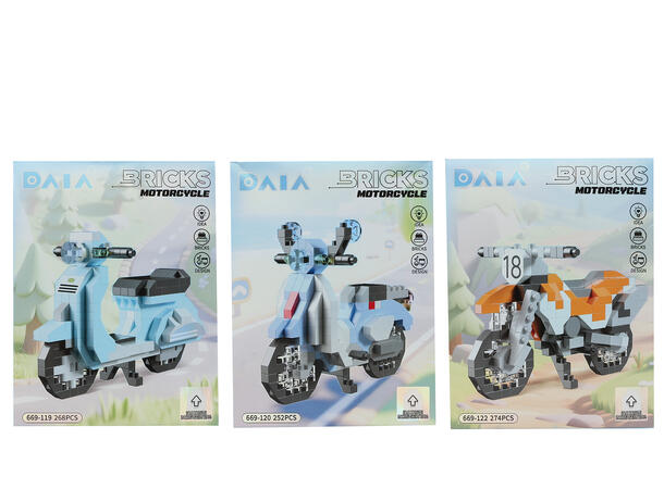 Byggesett scooter/motorsykkel 3ass Display 12stk. Miniklosser 