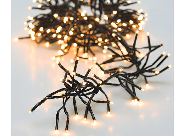 Cluster lys 3000 LED adapter sort kabel IP44 8 funksjoner Timer: 8/16t 