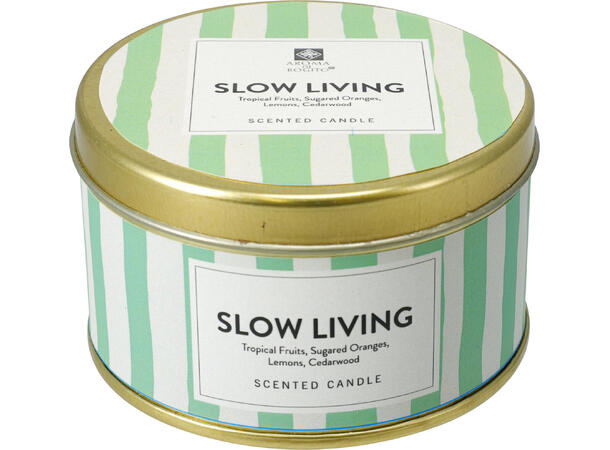 Duftlys metallboks m/tekst 8x4,5cm 8ass 