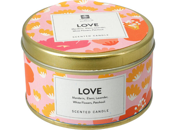 Duftlys metallboks m/tekst 8x4,5cm 8ass 