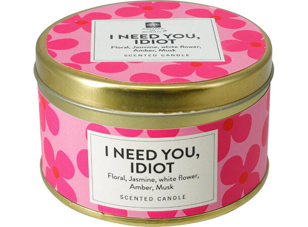 Duftlys metallboks m/tekst 8x4,5cm 8ass 