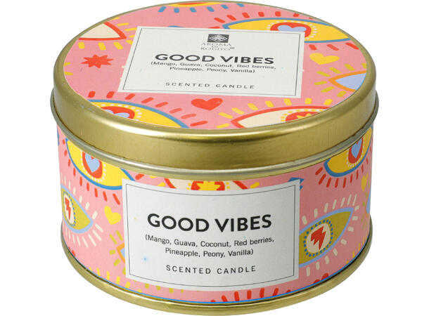 Duftlys metallboks m/tekst 8x4,5cm 8ass 