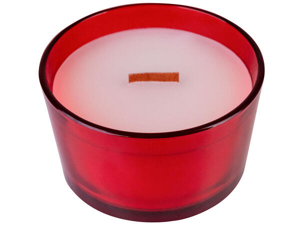 Duftlys rød glass 13x8cm Duft: Eple Treveke. Stearin 440g 