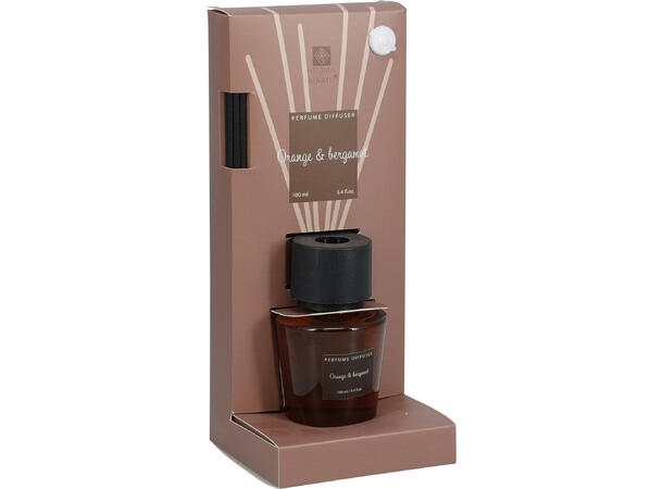 Duftolje 100ml med 6 pinner 4ass Pakket i display med tester. 10% duft 