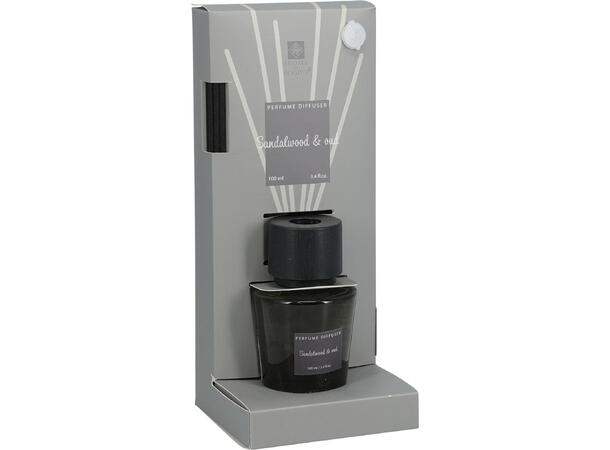 Duftolje 100ml med 6 pinner 4ass Pakket i display med tester. 10% duft 