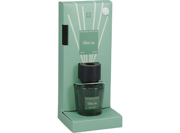 Duftolje 100ml med 6 pinner 4ass Pakket i display med tester. 10% duft 