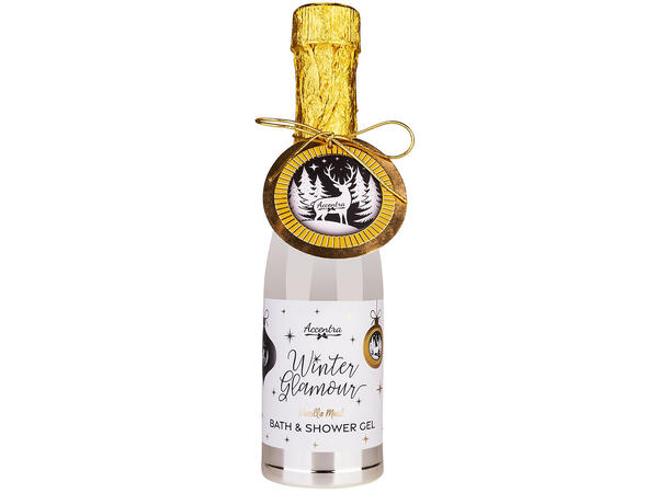 Dusjsåpe champagneflaske m/pumpe 250ml Vanilje Vegansk Uten parabener/SLES 