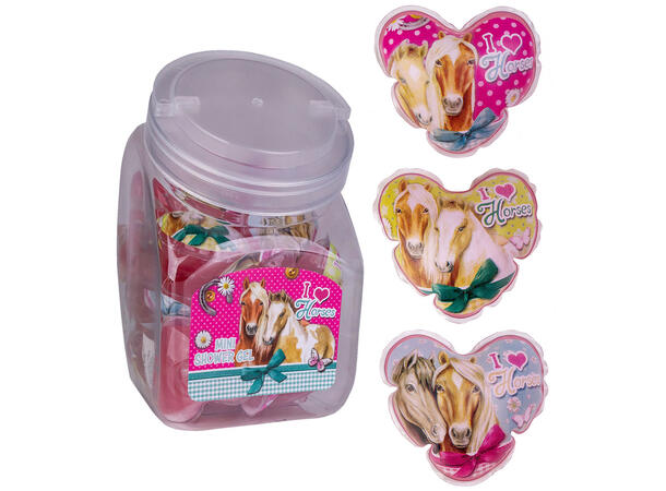 Dusjsåpe hjerte 50ml Duft: Jordbær 3ass Display 24st Vegansk Uten parabener/SLES 